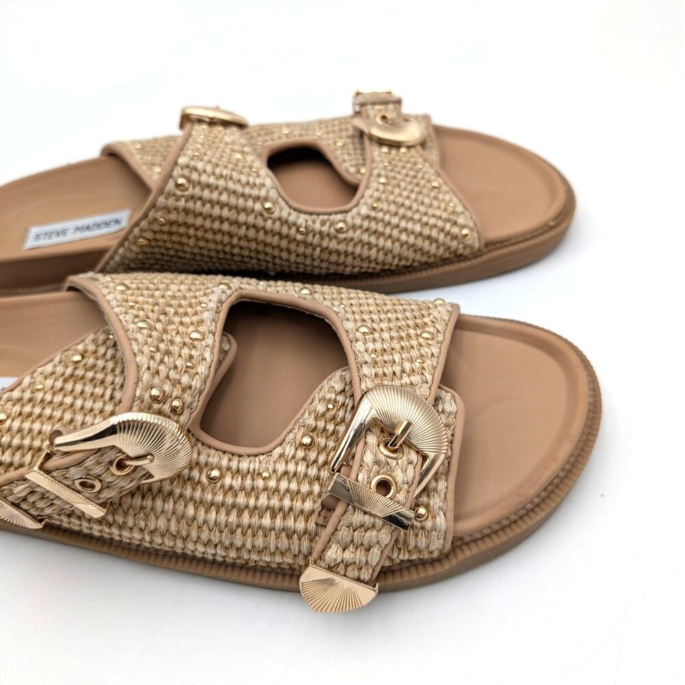 Steve Madden Connely Buckle Slide Sandals Womens Raffia Sz US11 EU41.5 - Picture 10 of 10